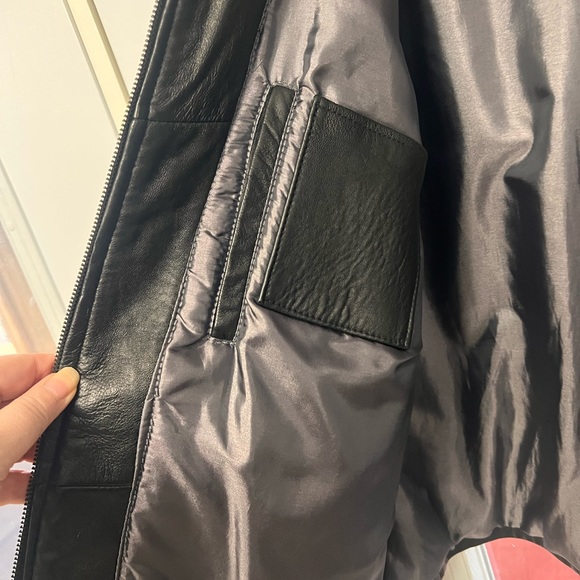 Black Leather bomber jacket -men’s L - Picture 4 of 6